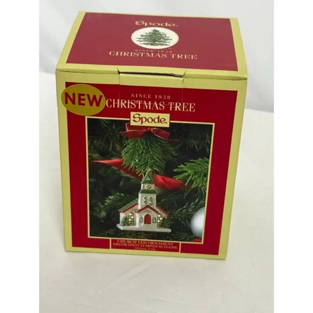 Spode Christmas Tree LED Illuminated Church Ornament - New in Box